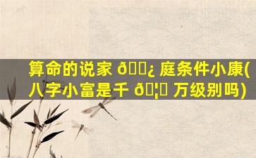 算命的说家 🌿 庭条件小康(八字小富是千 🦁 万级别吗)